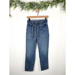 Abercrombie & Fitch High Rise Belted Straight Leg Jeans Size 2 Utility Paperbag